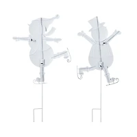 Glitzhome® 36" Metal Christmas Skiing Snowmen Yard Stake Set
