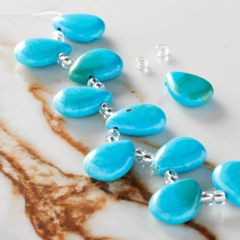 Turquoise Dyed Reconstituted Howlite Teardrop Beads, 17mm by Bead Landing™