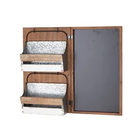 28" Brown Wood Farmhouse Magazine Rack Holder