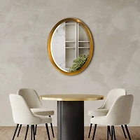 Head West Oval Brushed Gold Metal Framed Bathroom Mirror - 29" x 23"