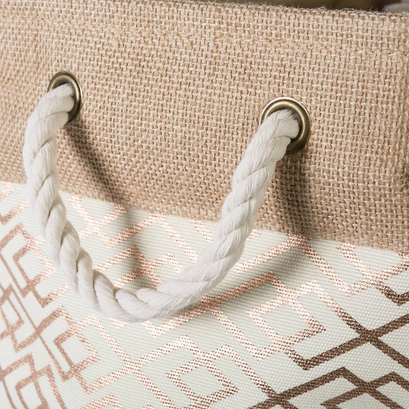 Large Bronze Burlap Diamond Rectangle Bin