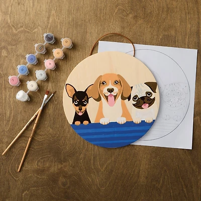 Dogs Paint-by-Number Round Plywood Surface Kit by Artist's Loft®