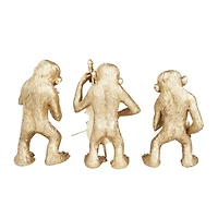 Set of 3 Gold Polystone Contemporary Sculptures, 12" x 9" x 5"