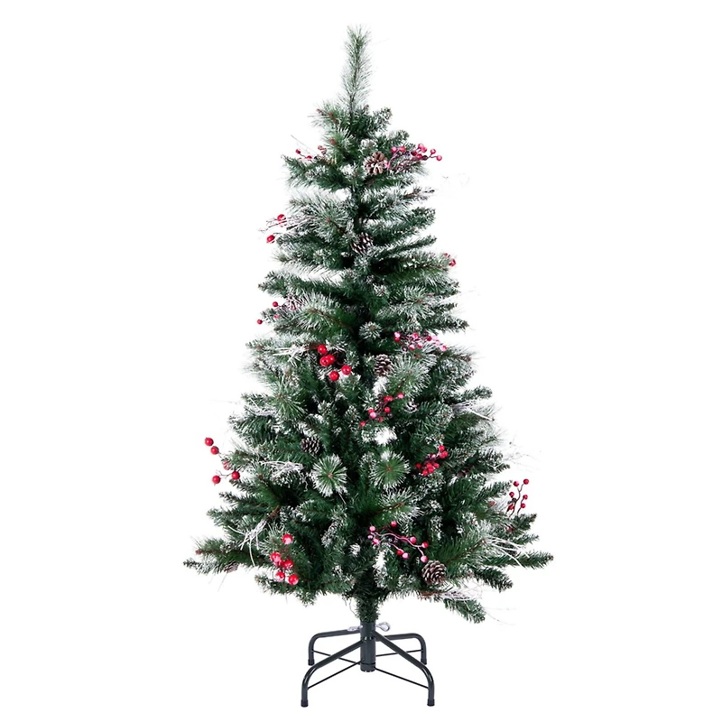 4.5ft. Unlit Snow Tipped Pine & Berry Artificial Christmas Tree