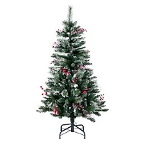 4.5ft. Unlit Snow Tipped Pine & Berry Artificial Christmas Tree