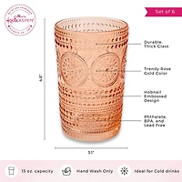 Kate Aspen® 13oz. Beaded Floral Rose Gold Drinking Glasses, 6ct.