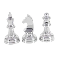 CosmoLiving by Cosmopolitan Silver Aluminum Traditional Chess Sculpture Set