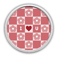 I Heart You Daisy Check Round White Framed Print