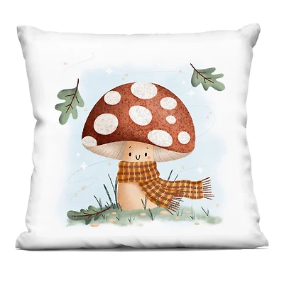 Stupell Industries Happy Mushroom in Scarf Decorative Printed Throw Pillow
