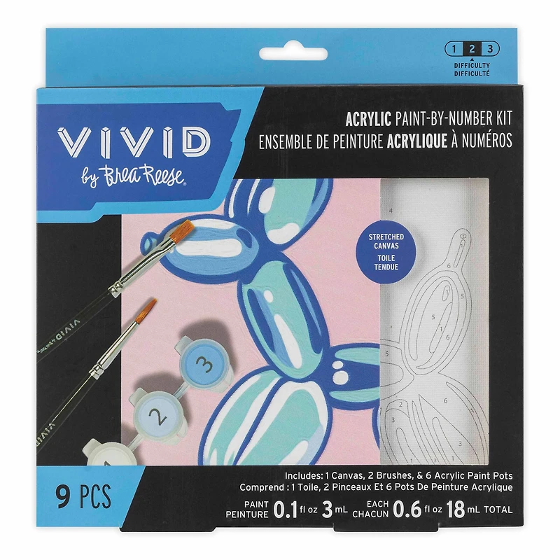 VIVID by Brea Reese® Balloon Dog Acrylic Paint-by-Number Kit