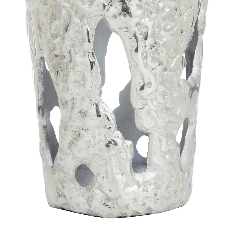 Set of 2" Silver Aluminum Contemporary Vases, 20" x 7" x 6"