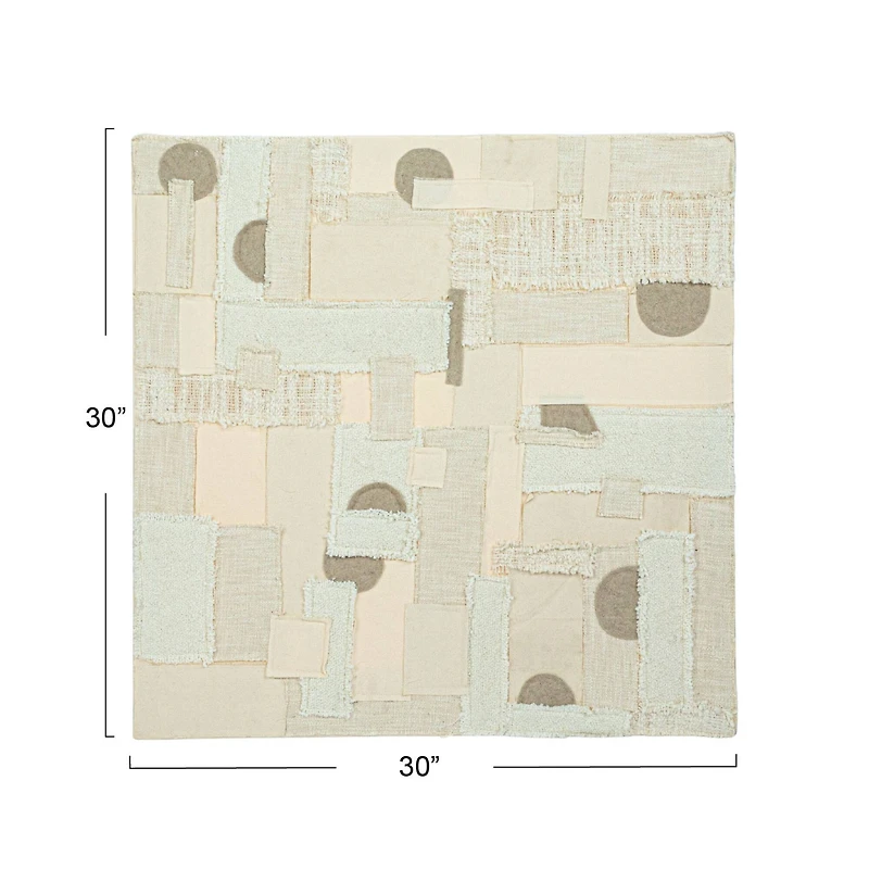 Hello Honey® 30" Fabric Patchwork Wall Hanging with Oak Wood Frame