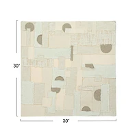 Hello Honey® 30" Fabric Patchwork Wall Hanging with Oak Wood Frame