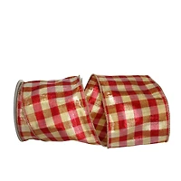 JAM Paper 4" x 10yd. Metallic Wired Lame Gingham Check Dupioni Ribbon