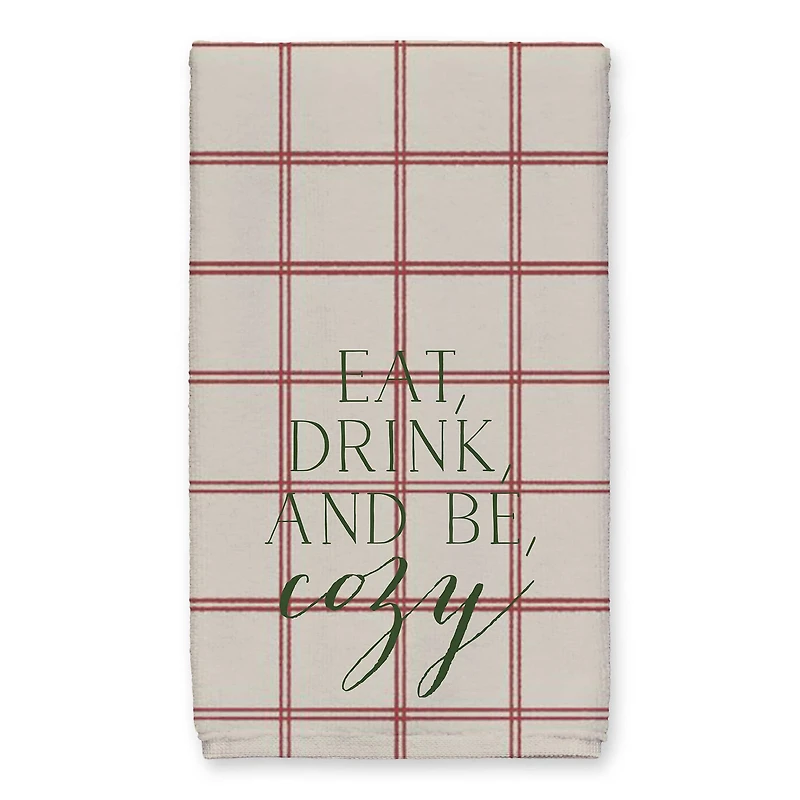 Be Cozy Red and Cream Check Tea Towel - Set of 2
