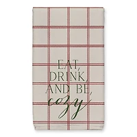 Be Cozy Red and Cream Check Tea Towel - Set of 2