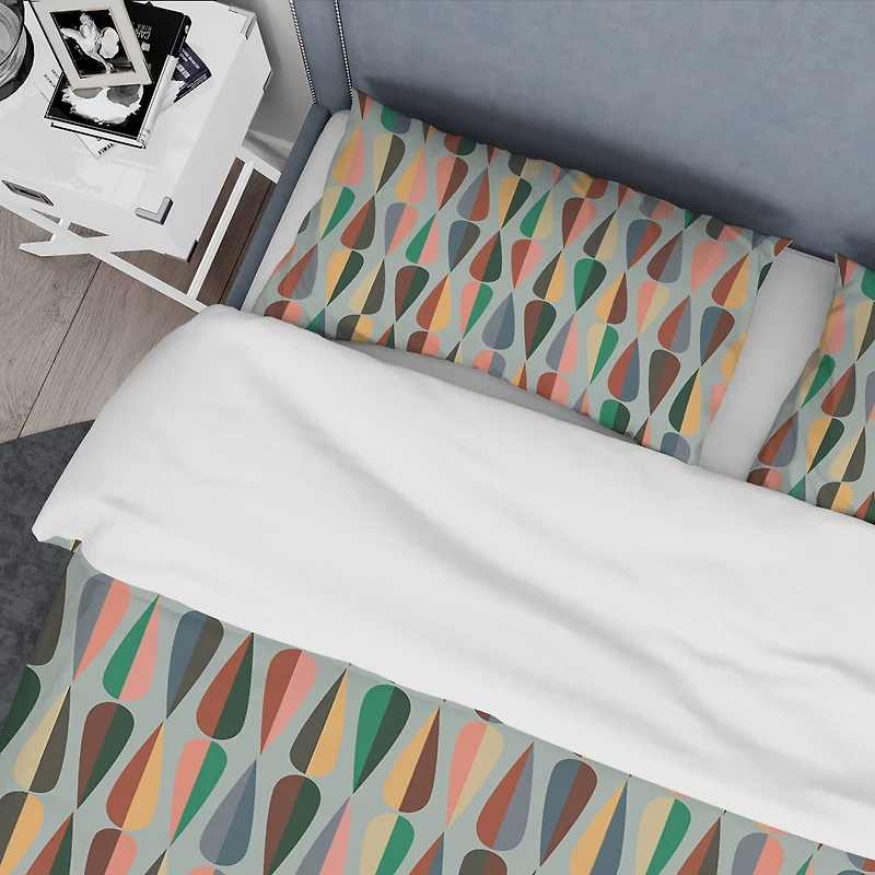 Designart 'Retro Abstract Drops IX' Mid-Century Duvet Cover Set