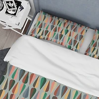 Designart 'Retro Abstract Drops IX' Mid-Century Duvet Cover Set