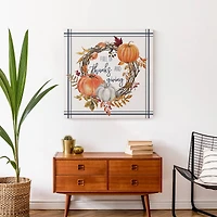 Thanks And Giving Fall Wreath Canvas Wall Art