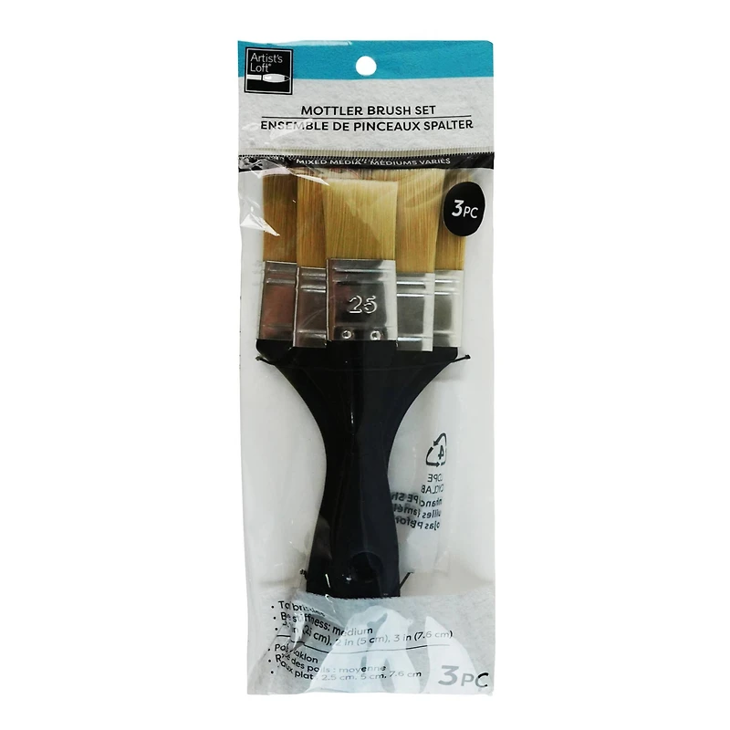 Flat Mottler Taklon 3 Piece Mixed Media Brush Set by Artist's Loft®