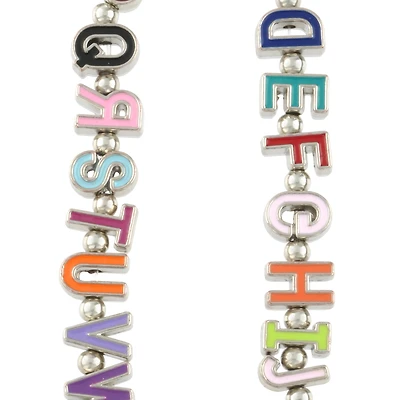 Rhodium Mixed Enamel Metal Alphabet Beads by Bead Landing™
