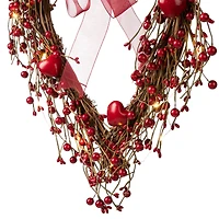 Glitzhome® 17" Lighted Valentine's Berry Heart Wreath
