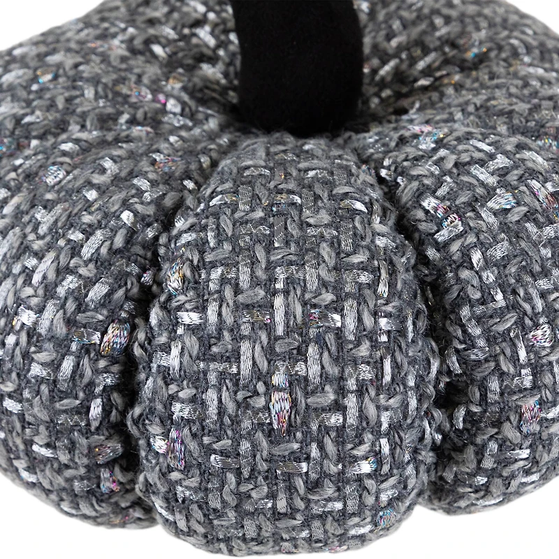 7.5" Gray Knitted Fall Harvest Tabletop Pumpkin