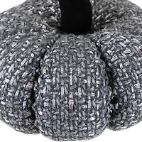 7.5" Gray Knitted Fall Harvest Tabletop Pumpkin