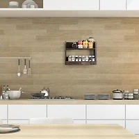 Rustic Wood Floating Storage Shelf with 3 Hooks