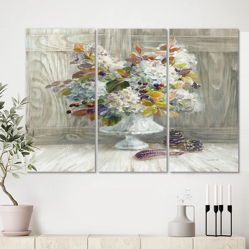 Designart - Rustic Florals White