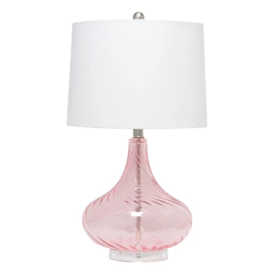 Lalia Home Classix 24" Pink Wavy Colored Glass Table Lamp