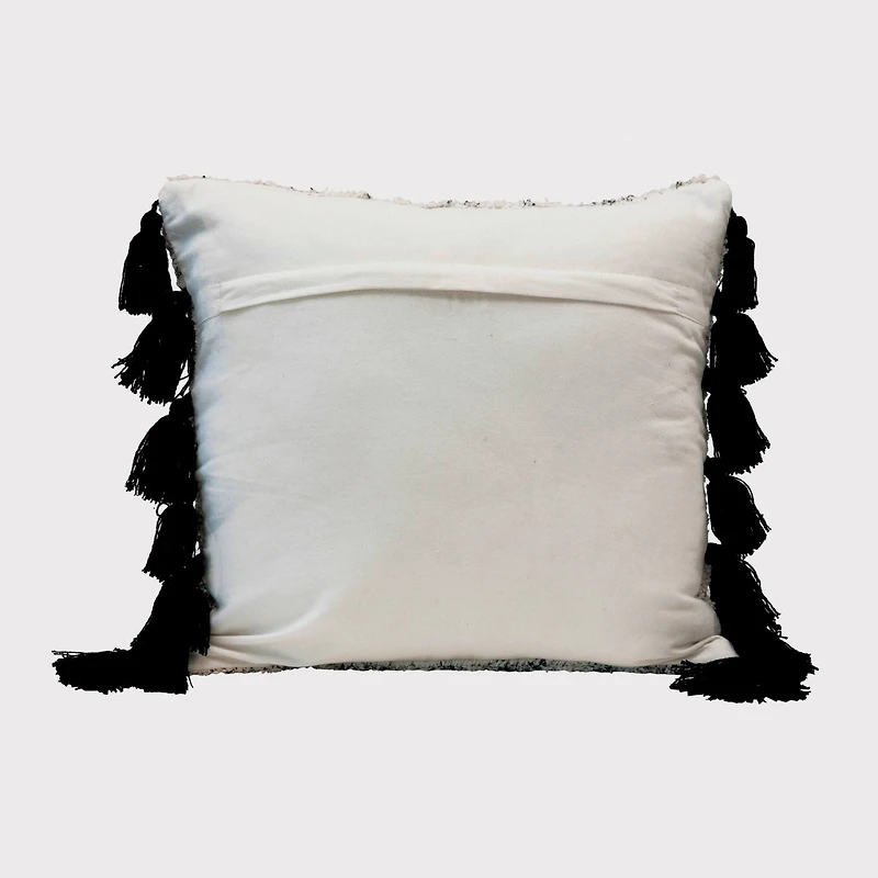 Hello Honey® Black & Cream Tufted Pillow with Tassels