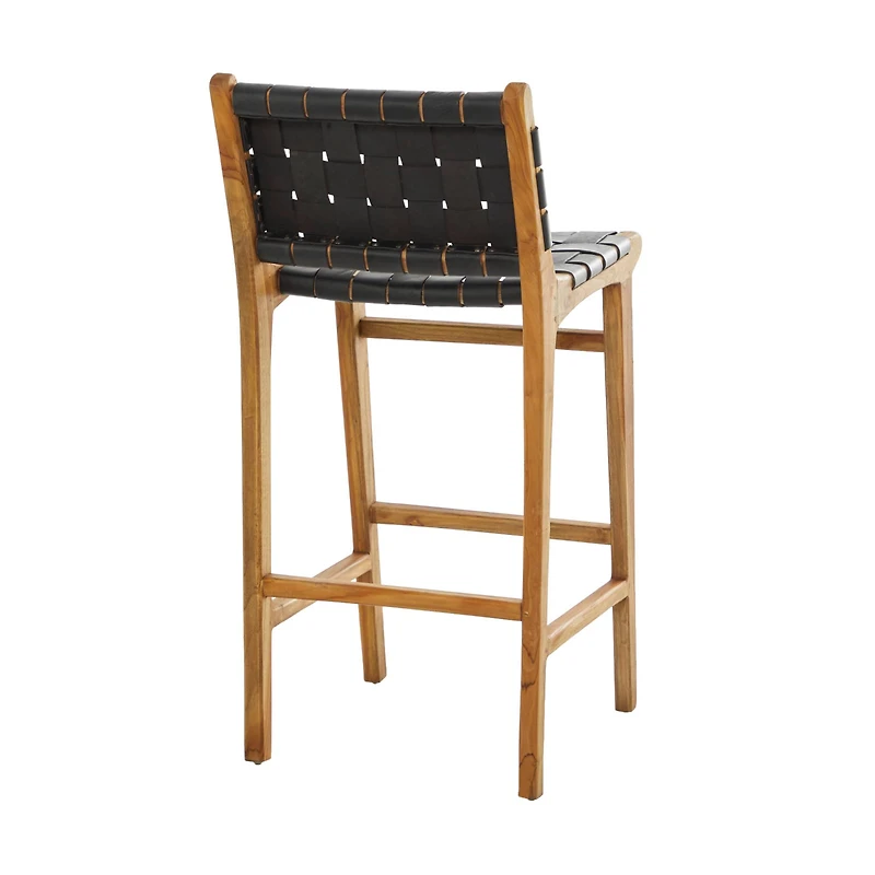 Black Teak Wood Modern Bar Stool 18" x 18" x 40"