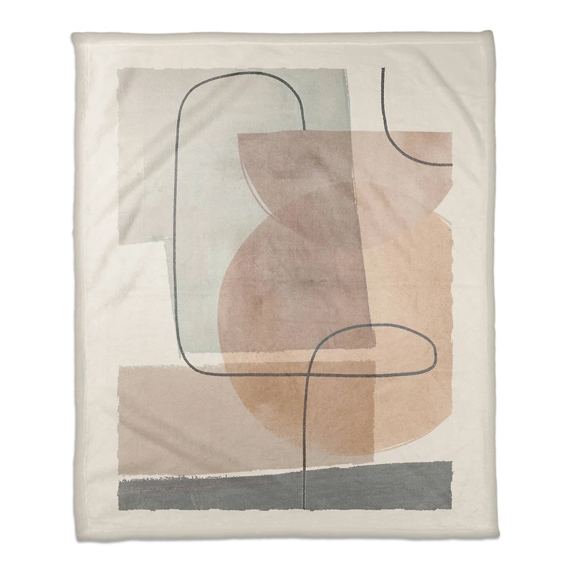 50" x 60" Mid Mod Layered Abstract Coral Fleece Blanket