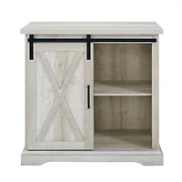 Walker Edison 32" White Oak Sliding Barn Door Farmhouse Accent Cabinet