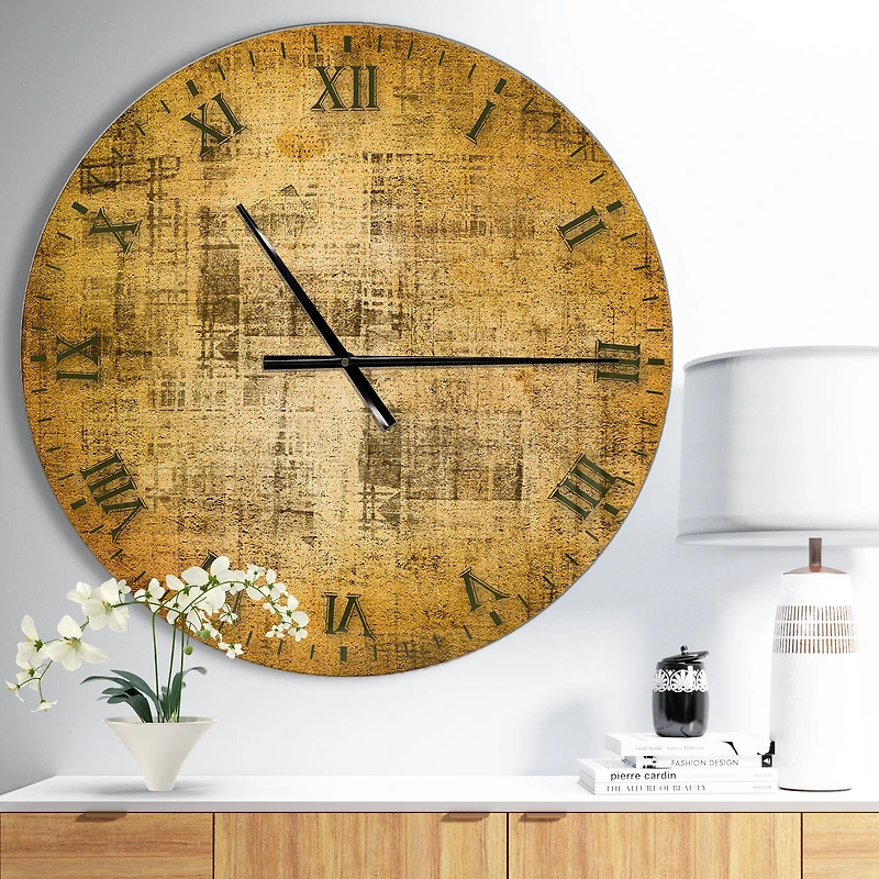 Designart 'Antique Face On Parchment Rustic Wall Clock
