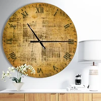 Designart 'Antique Face On Parchment Rustic Wall Clock