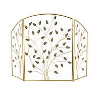 38.25" Gold Metal Leaf Foldable 3-Panel Fireplace Screen