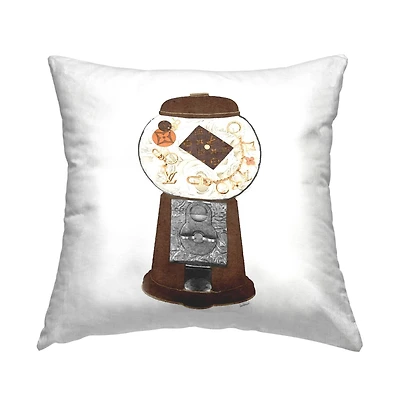 Stupell Industries Brown Vintage Fashion Glam Candy Machine Throw Pillow, 18" x 18"