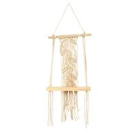 24" Boho Chic Wood Macrame Shelf