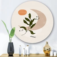 Designart - Abstract Geometrical Moon With Leaf I
