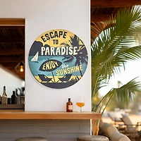 American Art Decor Escape to Paradise Round MDF Wall Plaque - 20" x 20" x 0.35"