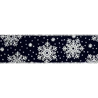 2.5" x 20ft. Navy & Silver Snowflake Wired Velvet Ribbon by Celebrate It®
