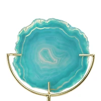 Hello Honey® 7" Marbled Turquoise Decorative Agate Slice Accent on Metal Stand