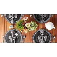 DII® 15" Round Black Fringed Placemat Set, 6ct.