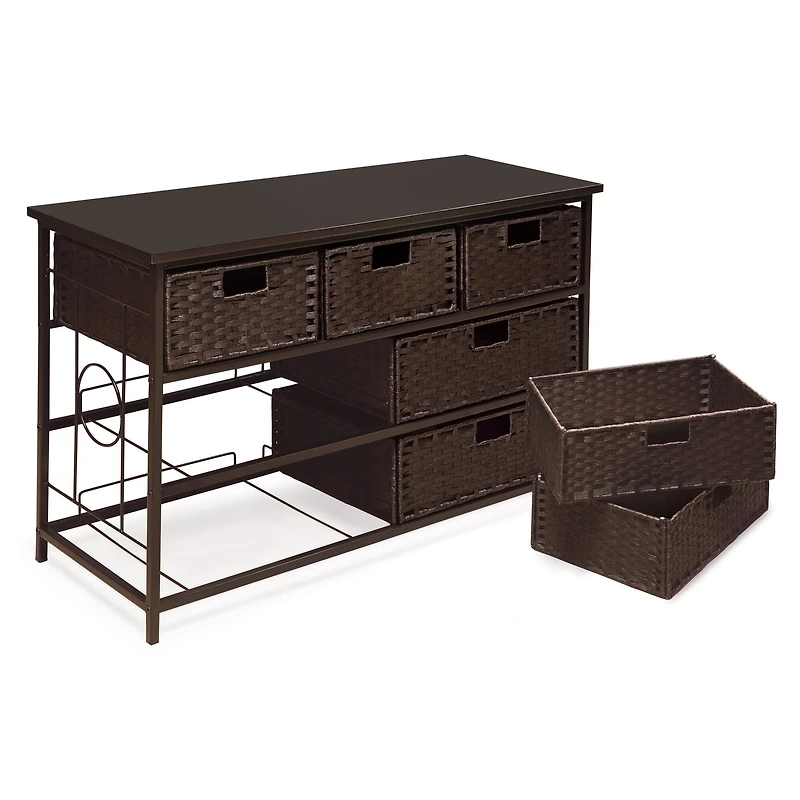 Badger Basket August Collection Wide Espresso Seven Basket Storage Unit