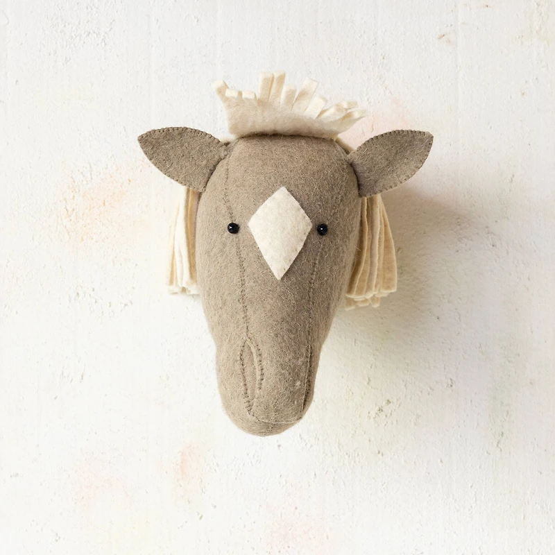 Hello Honey® 10" Gray Handmade Wool Felt Horse Head Wall Hanging