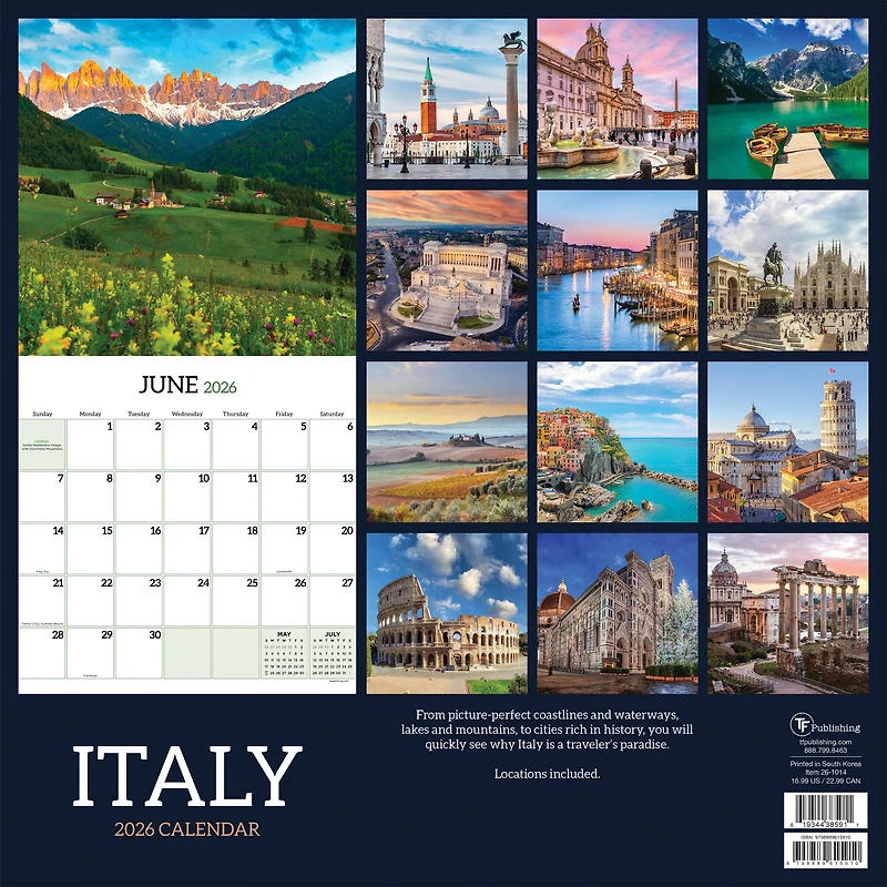 2026 Italy Wall Calendar