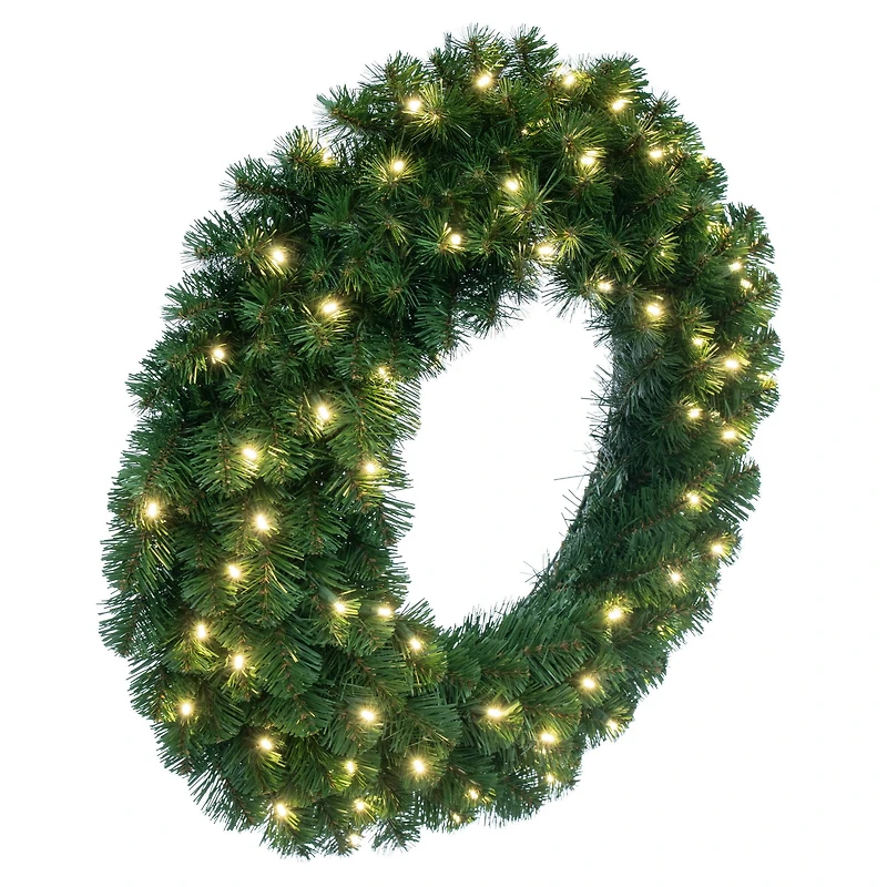 30" Oregon Fir Christmas Wreath, Warm White LED Lights