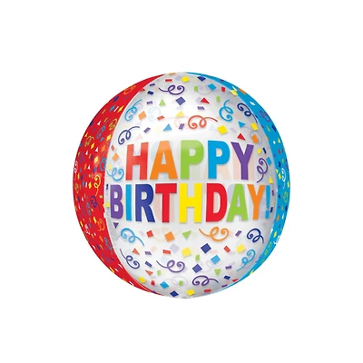 Orbz® XL™ 16" Happy Birthday Colorful Streamer Foil Balloon